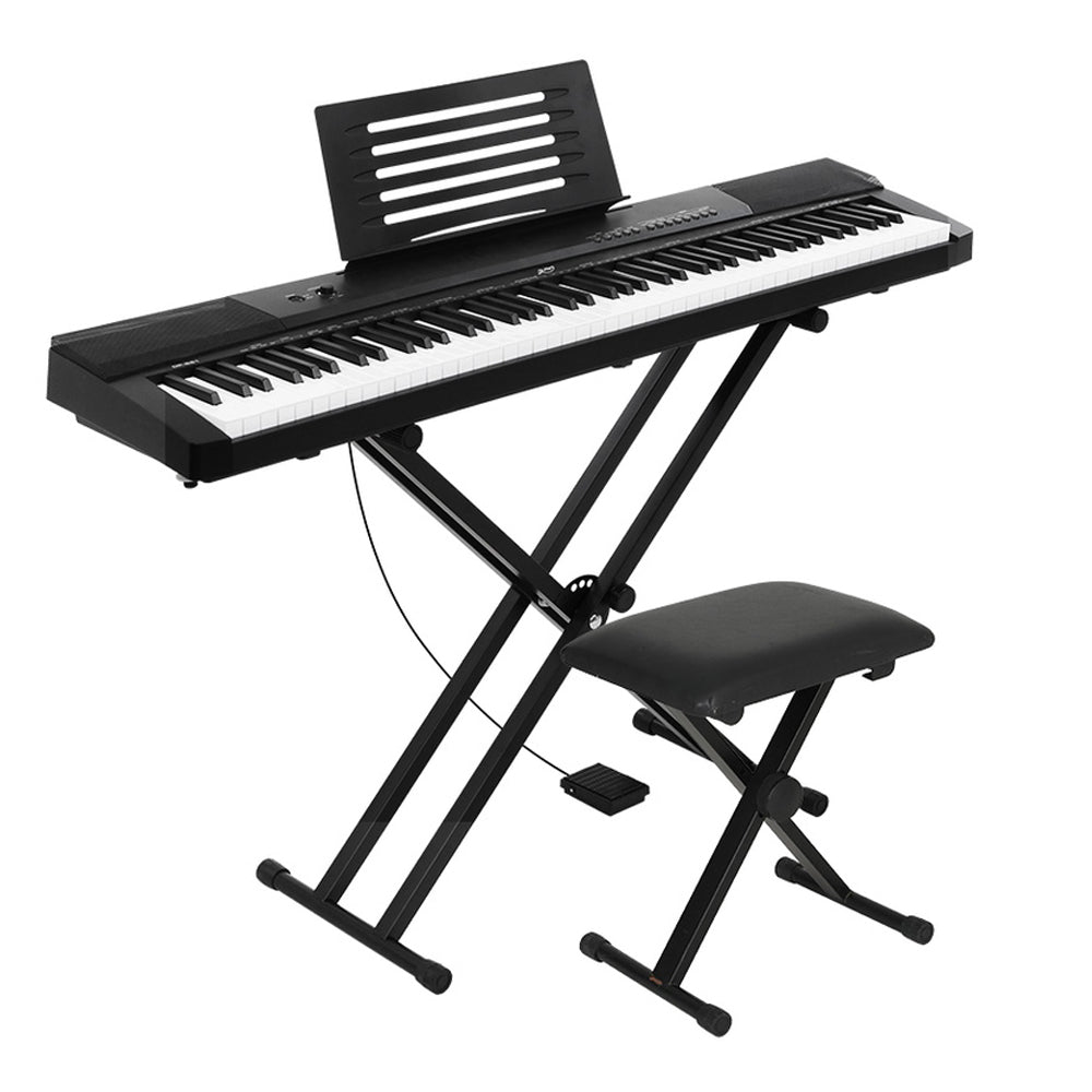 Alpha 88 Keys Electronic Piano Keyboard Digital Electric w/ Stand Stool Pedal 7