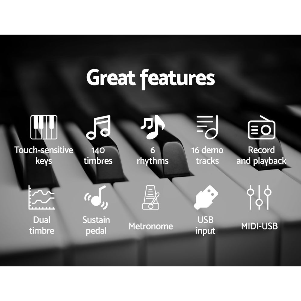 Alpha 88 Keys Electronic Piano Keyboard Digital Electric w/ Stand Stool Pedal 5