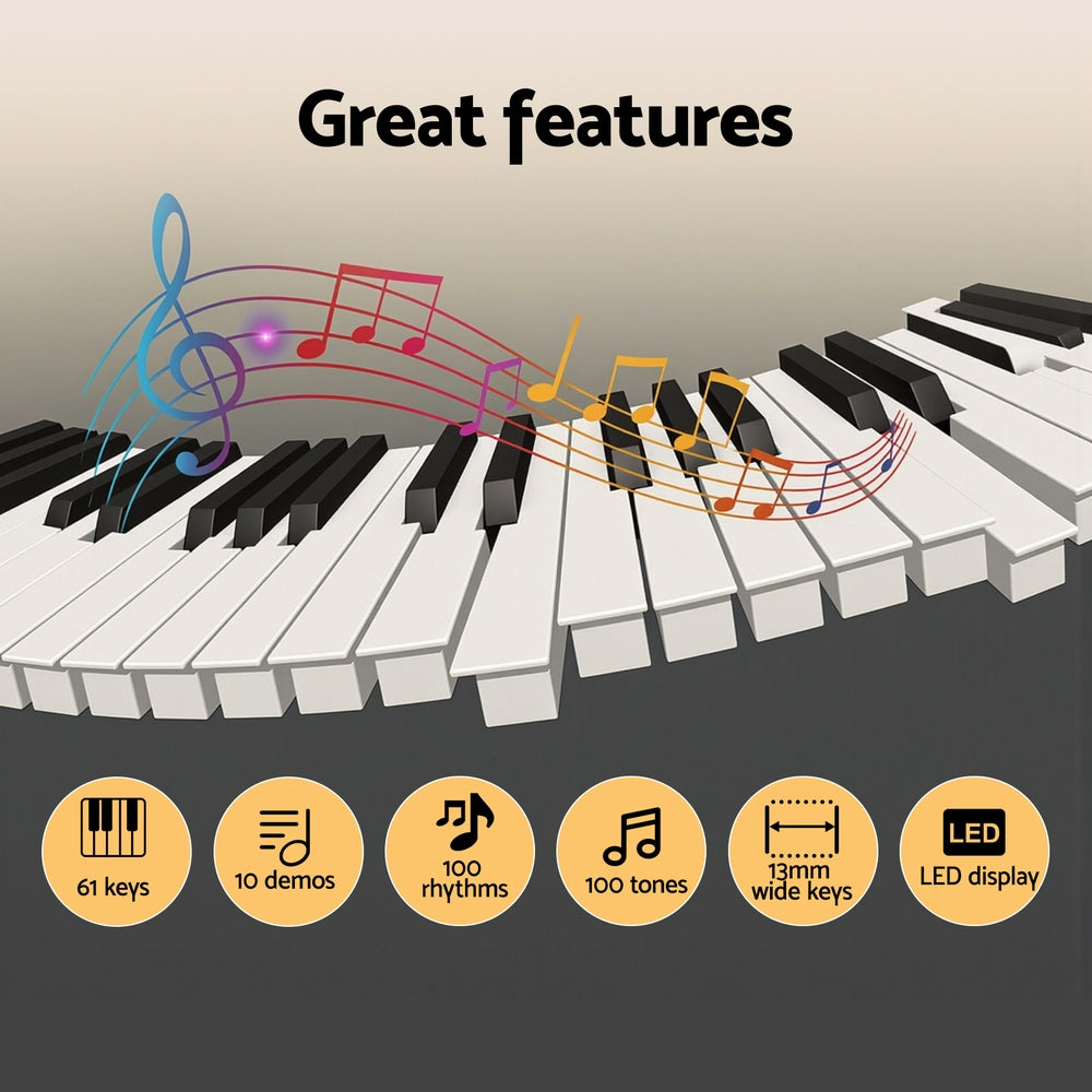 Alpha 61-Key Digital Piano Keyboard Electric Kids Gift Black 4