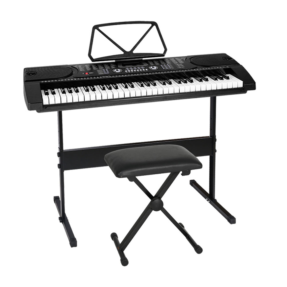 Alpha 61 Keys Electronic Piano Keyboard Digital Electric w/ Stand Stool Black 6