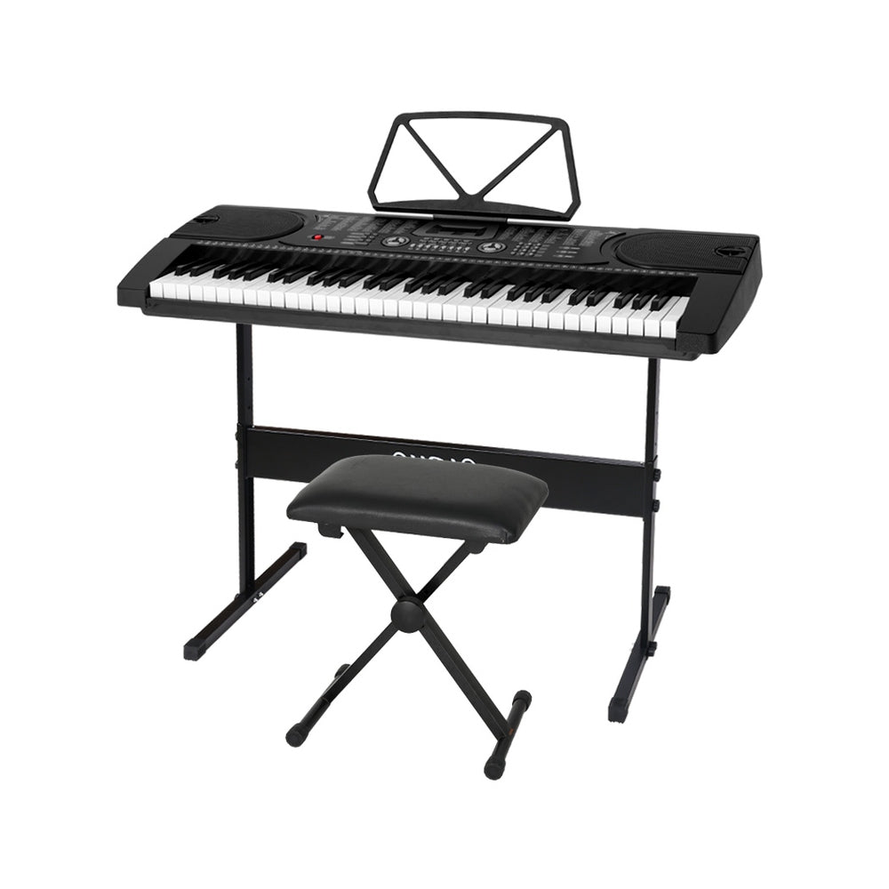 Alpha 61 Keys Electronic Piano Keyboard Digital Electric w/ Stand Stool Black 3