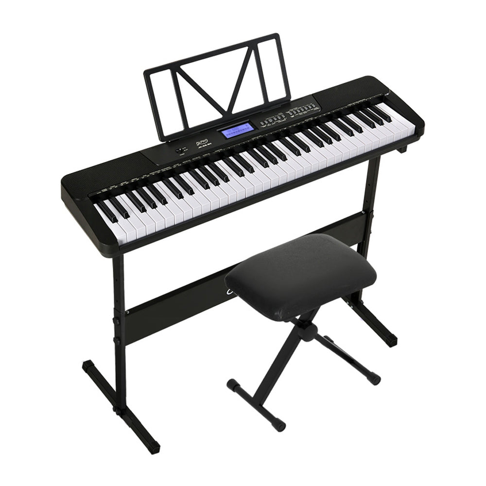 Alpha 61 Keys Electronic Piano Keyboard Digital Electric w/ Stand Stool Touch 7