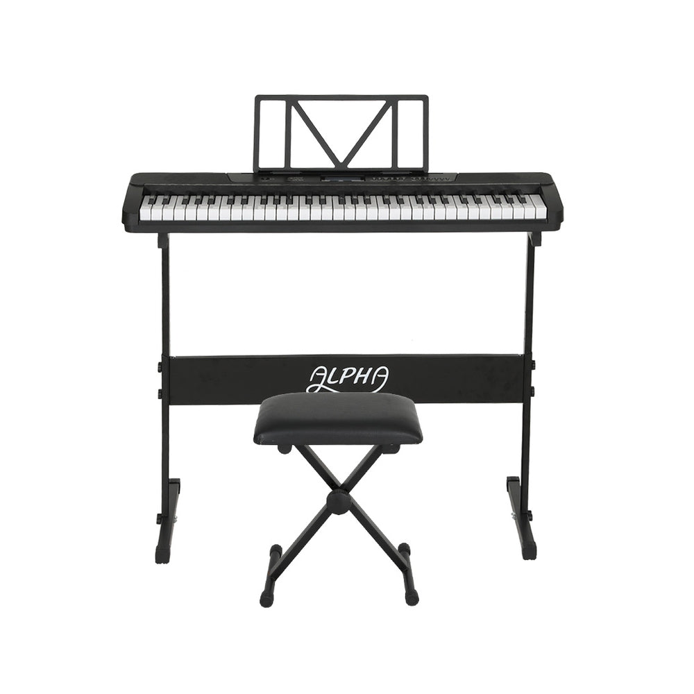 Alpha 61 Keys Electronic Piano Keyboard Digital Electric w/ Stand Stool Touch 3