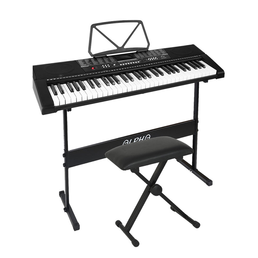 Alpha 61 Keys Electronic Piano Keyboard Digital Electric w/ Stand Stool Speaker 7