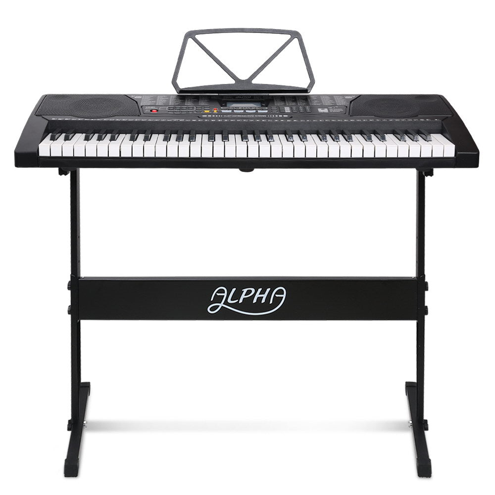 Alpha 61 Keys Electronic Piano Keyboard Digital Electric w/ Stand Lighted Black 3