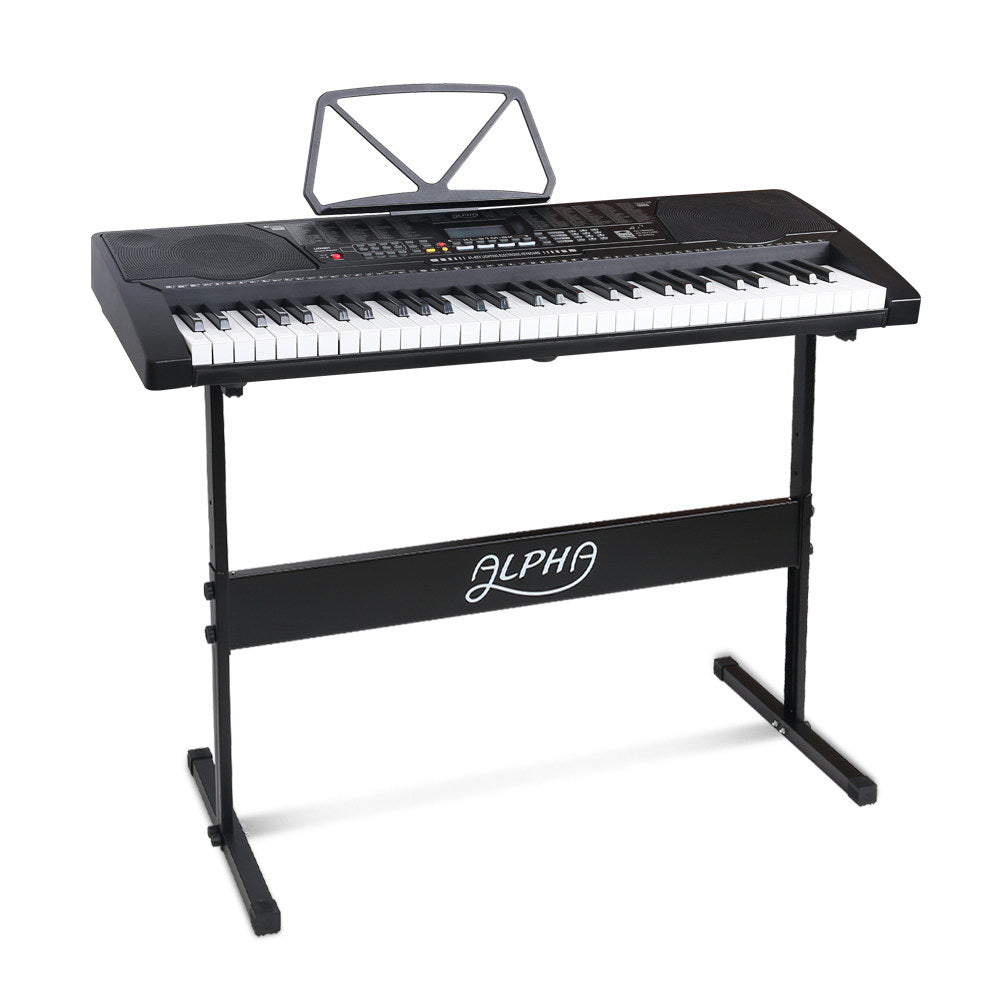 Alpha 61 Keys Electronic Piano Keyboard Digital Electric w/ Stand Lighted Black 7
