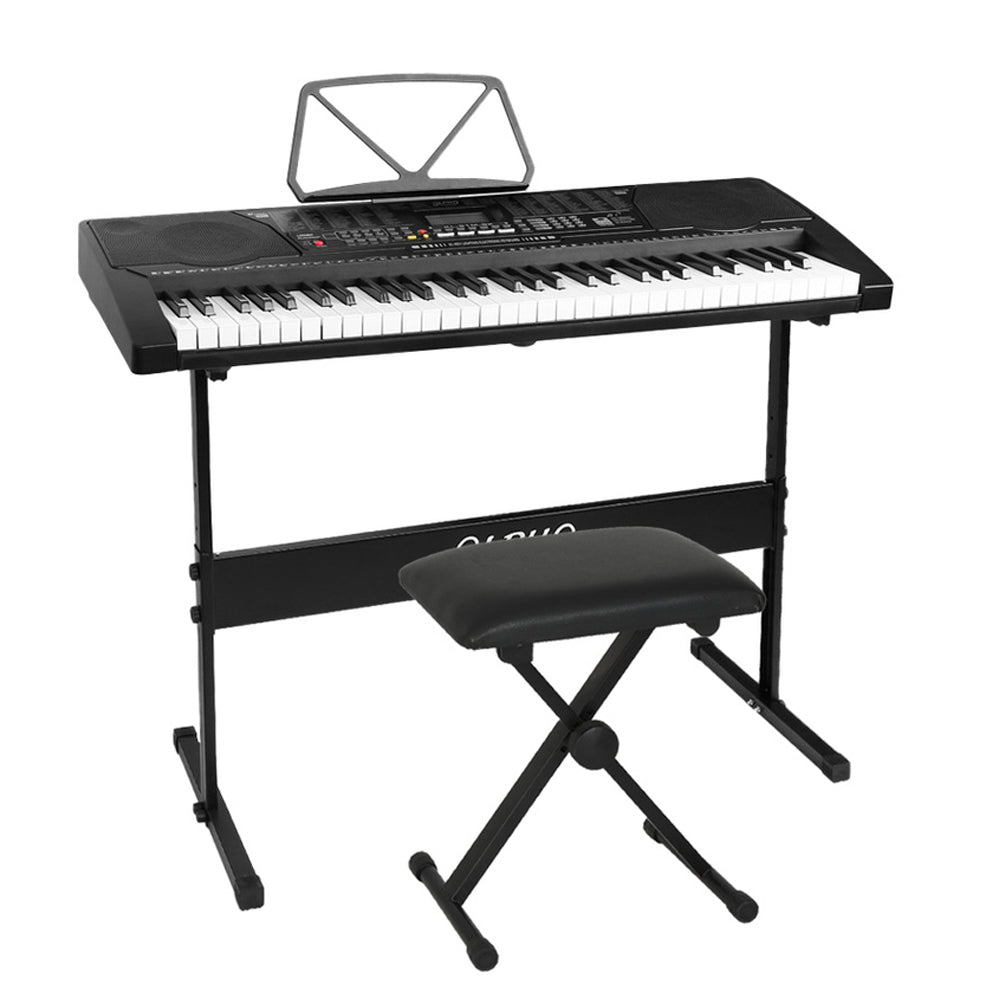 Alpha 61 Keys Electronic Piano Keyboard Digital Electric w/ Stand Stool Lighted 7