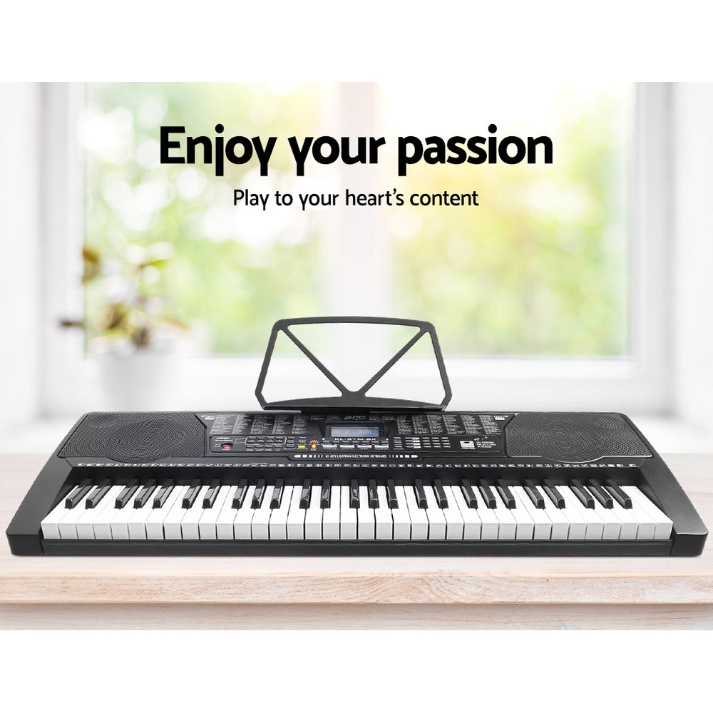 Alpha 61 Keys Electronic Piano Keyboard Digital Electric w/ Stand Stool Lighted 4