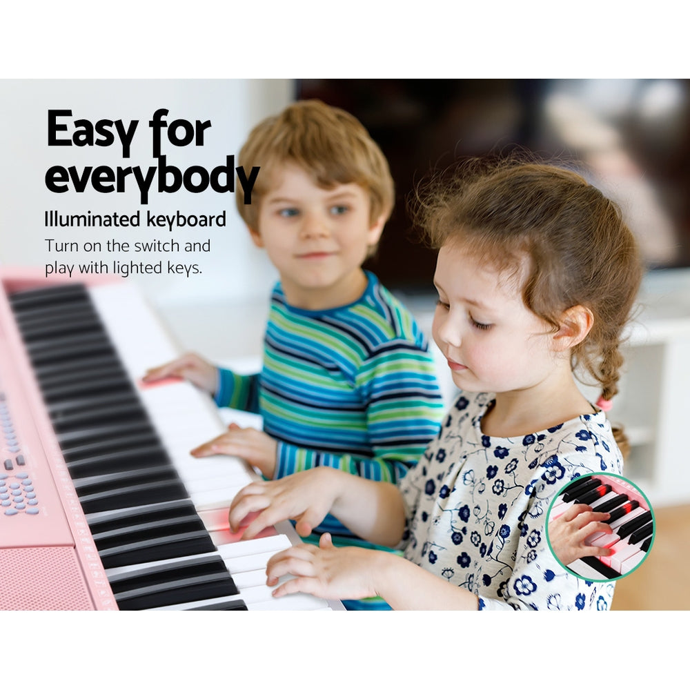 Alpha 61 Keys Electronic Piano Keyboard Digital Electric w/ Stand Lighted Pink 4