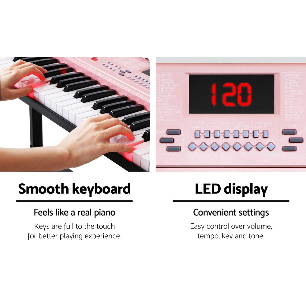 Alpha 61 Keys Electronic Piano Keyboard Digital Electric w/ Stand Lighted Pink 6