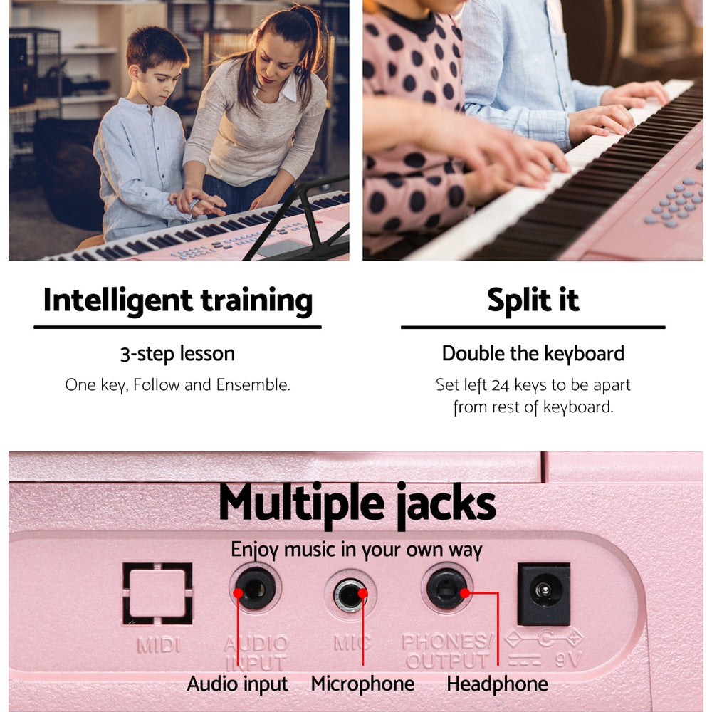 Alpha 61 Keys Electronic Piano Keyboard Digital Electric w/ Stand Lighted Pink 7