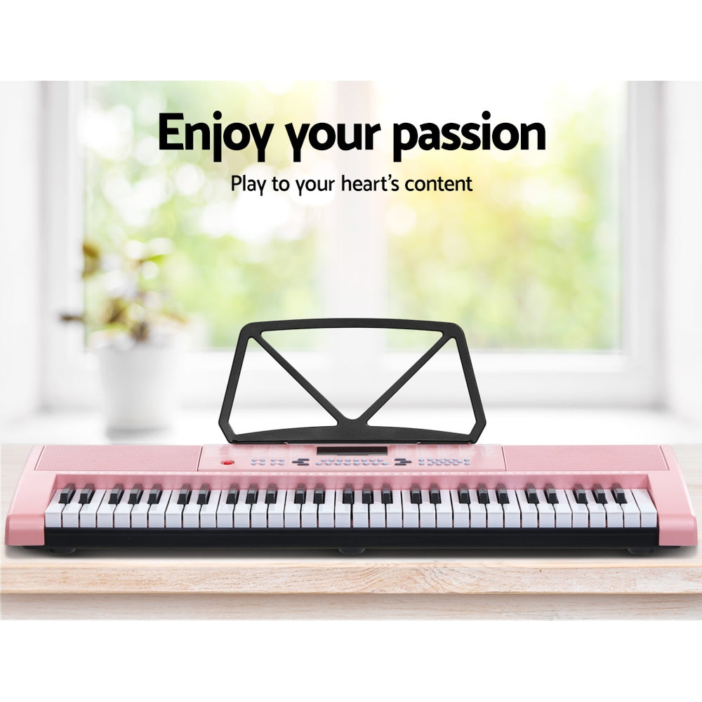 Alpha 61 Keys Electronic Piano Keyboard Digital Electric w/ Stand Stool Pink 4