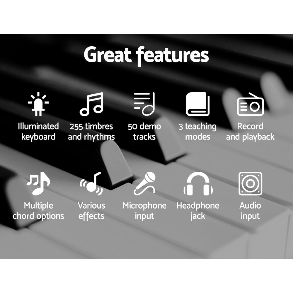 Alpha 61 Keys Electronic Piano Keyboard Digital Electric w/ Stand Stool Pink 5