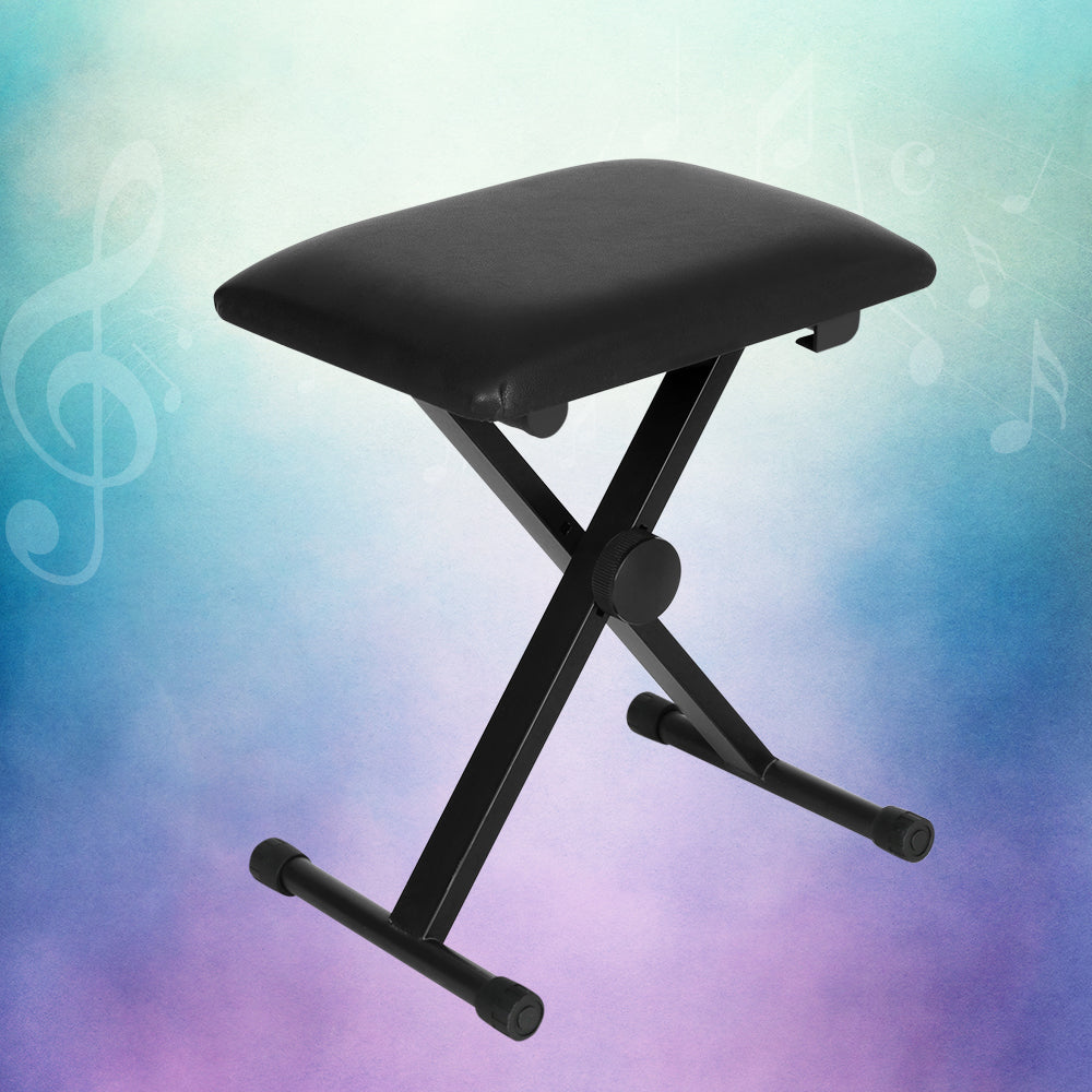Alpha Piano Stool Adjustable Height Keyboard Seat Portable Bench Chair Black 7