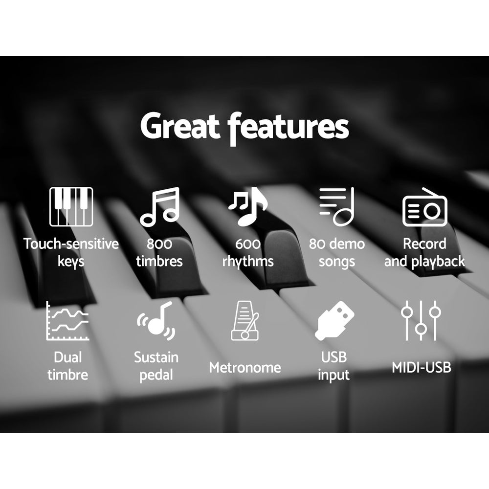Alpha 88 Keys Electronic Piano Keyboard Digital Electric w/ Stand Stool Weighted 5