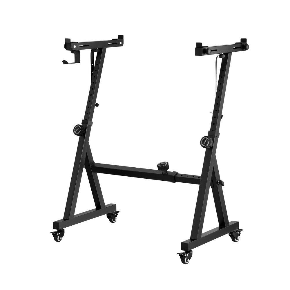 Alpha Heavy Duty Adjustable Piano Stand with Lockable Wheels Z-Stand Black 3