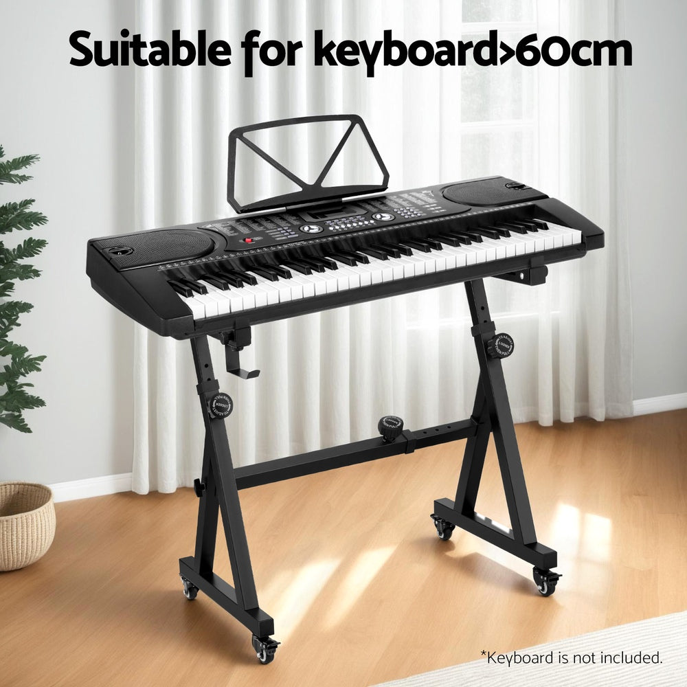 Alpha Heavy Duty Adjustable Piano Stand with Lockable Wheels Z-Stand Black 4
