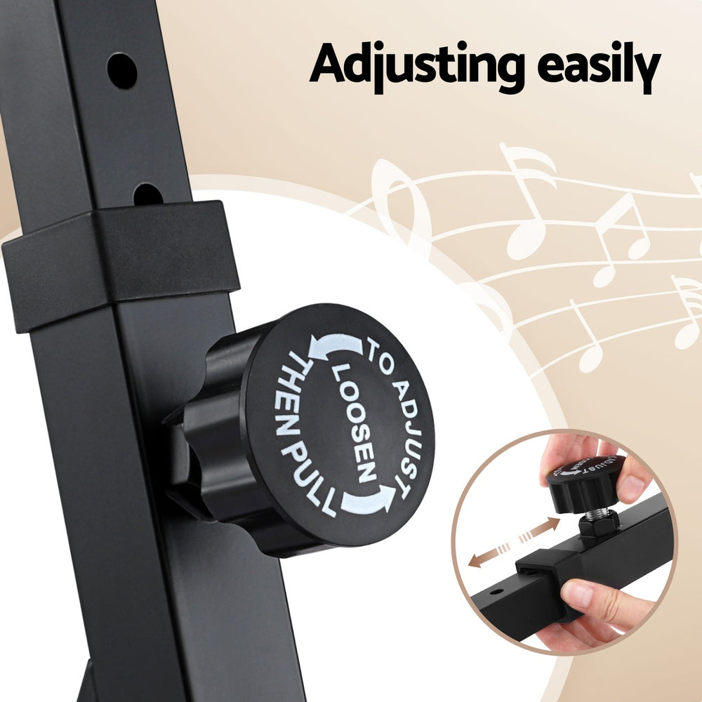 Alpha Heavy Duty Adjustable Piano Stand with Lockable Wheels Z-Stand Black 6