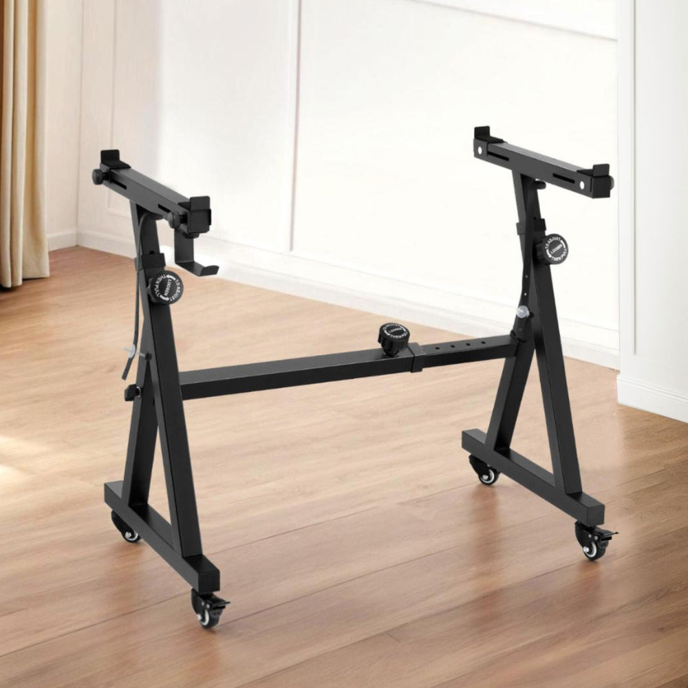Alpha Heavy Duty Adjustable Piano Stand with Lockable Wheels Z-Stand Black 7