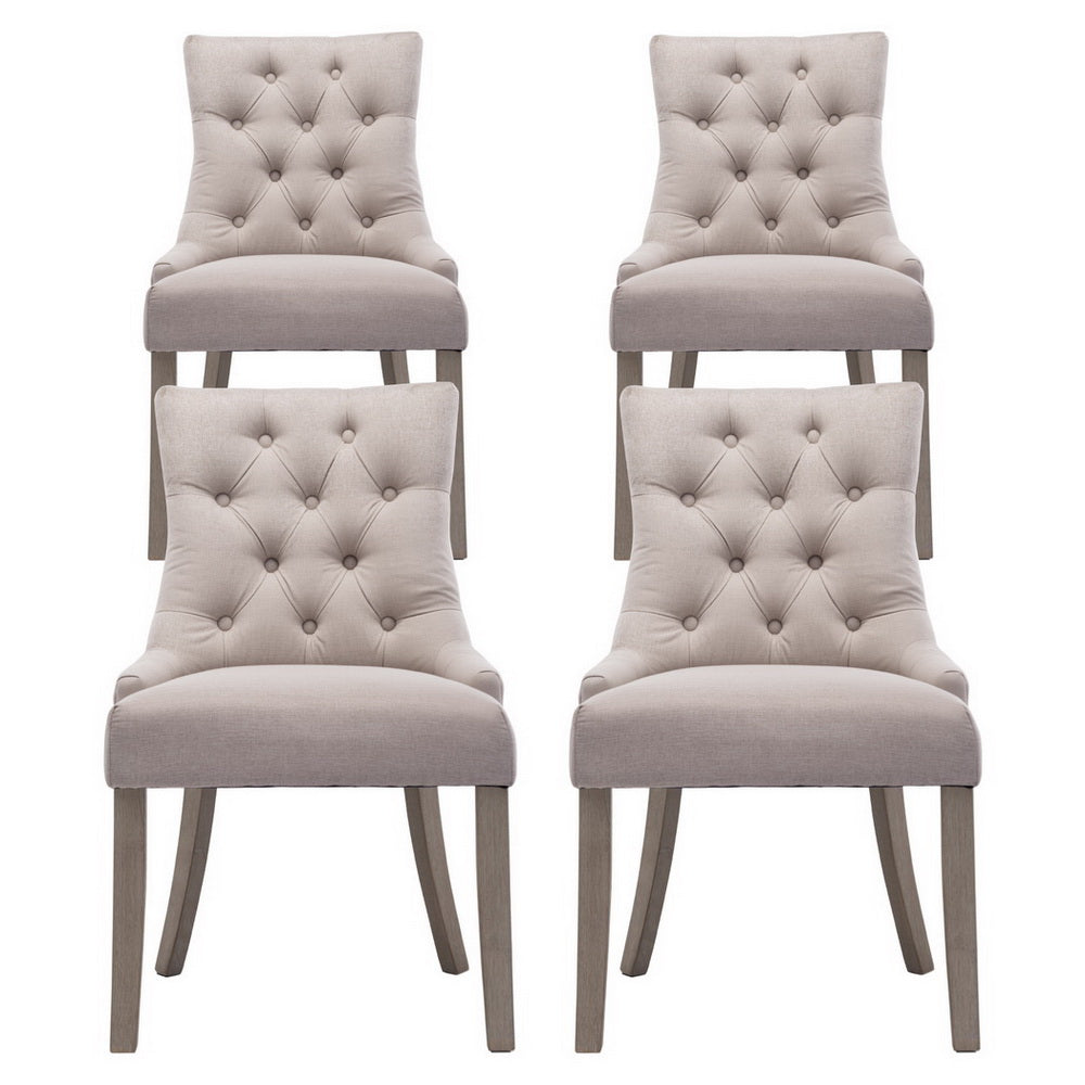 Artiss Dining Chairs Set of 4 Linen French Provincial Beige 3
