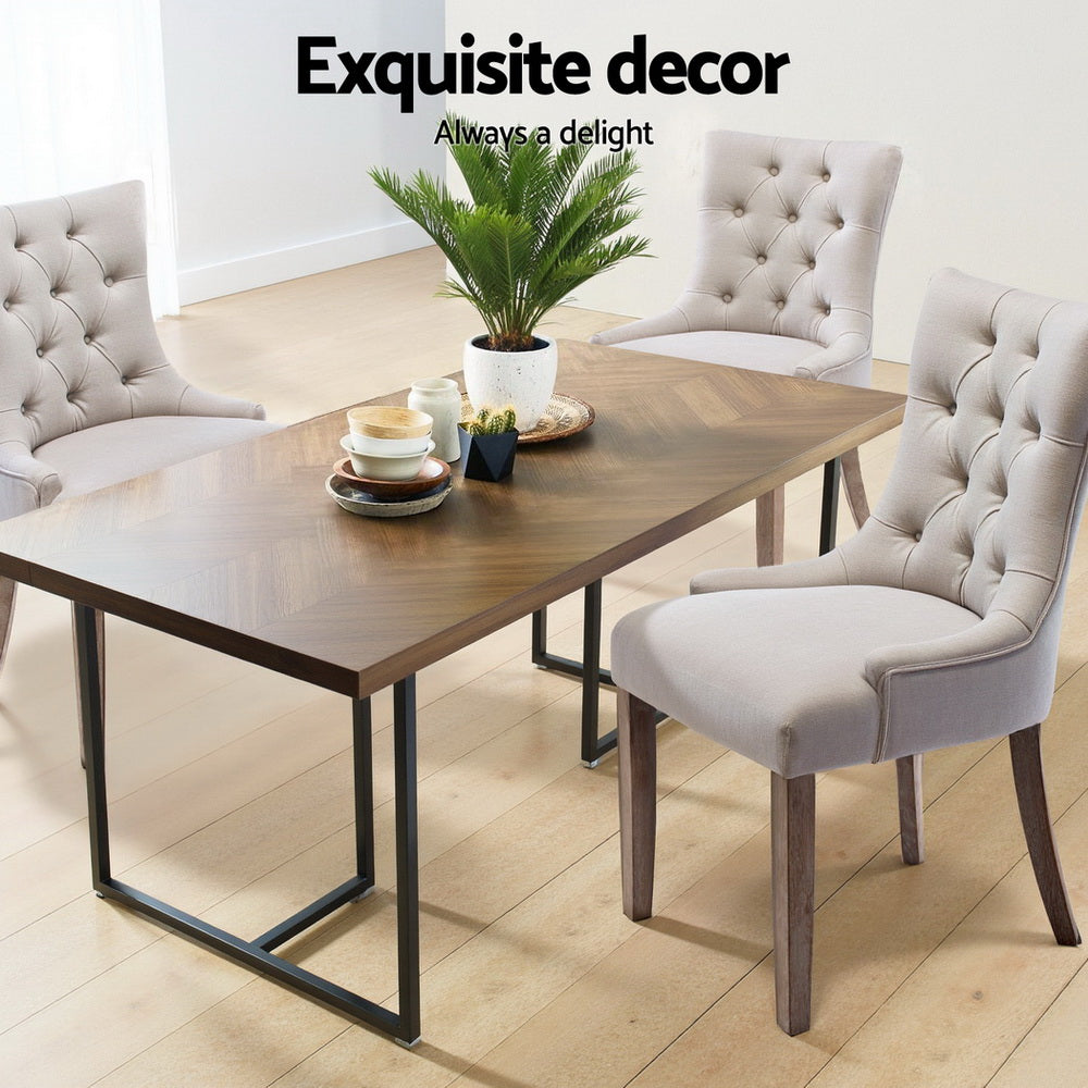 Artiss Dining Chairs Set of 4 Linen French Provincial Beige 4