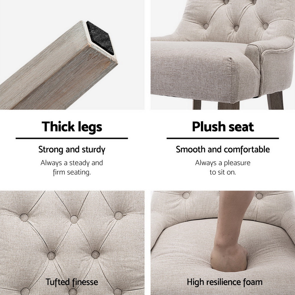 Artiss Dining Chairs Set of 4 Linen French Provincial Beige 5