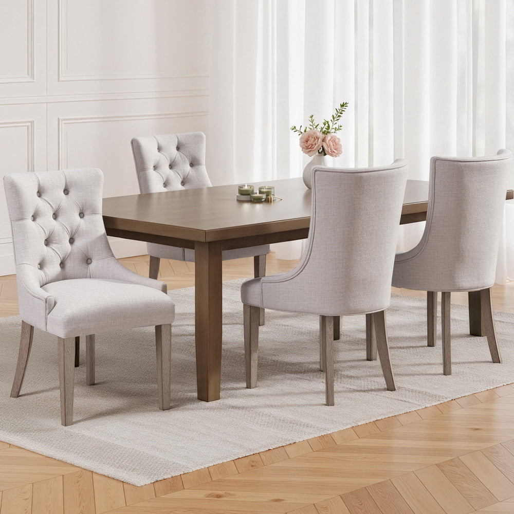 Artiss Dining Chairs Set of 4 Linen French Provincial Beige 7