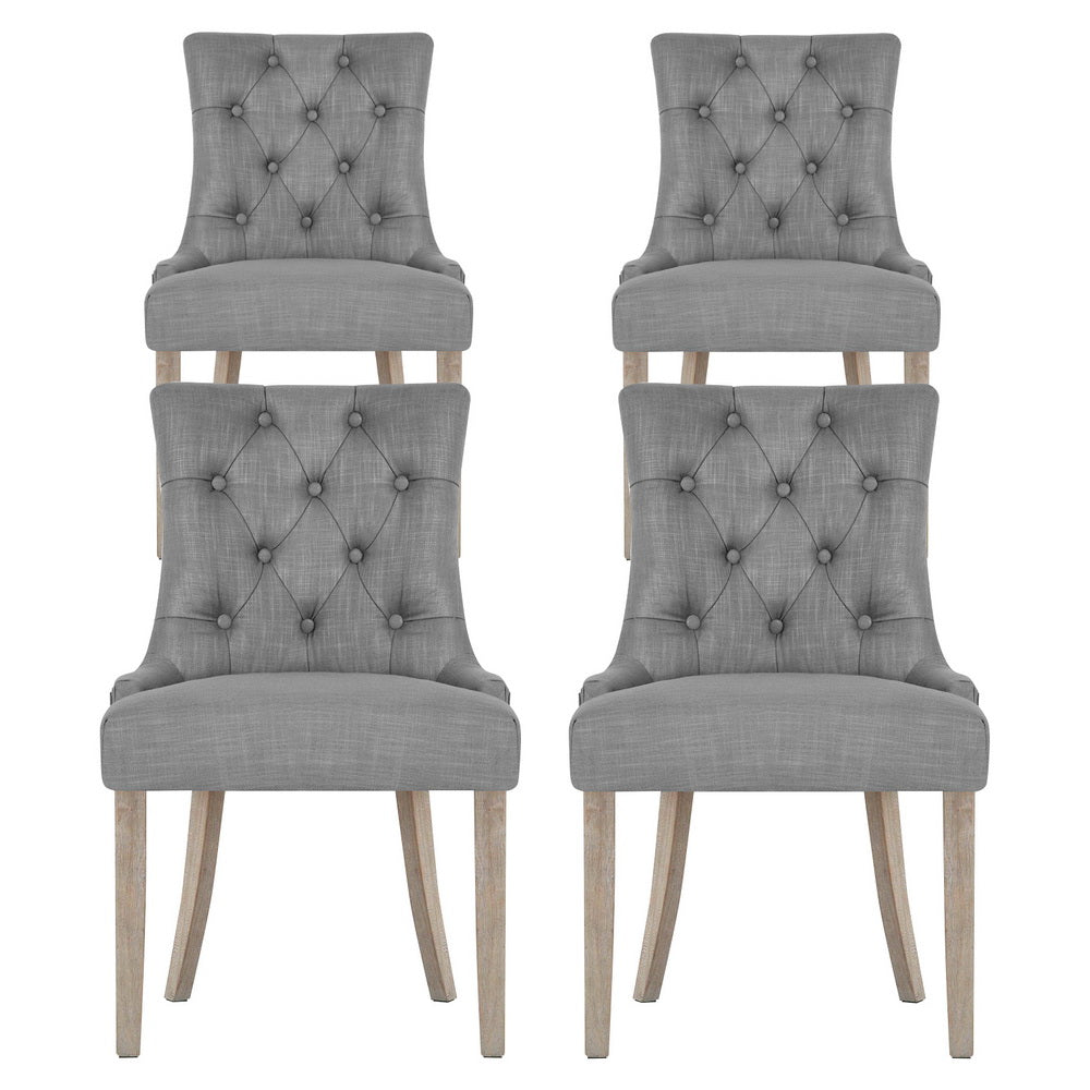 Artiss Dining Chairs Set of 4 Linen French Provincial Grey 3