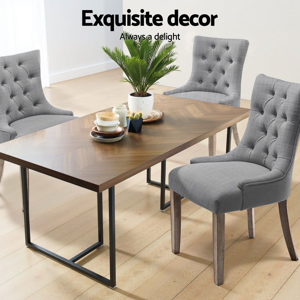 Artiss Dining Chairs Set of 4 Linen French Provincial Grey 4