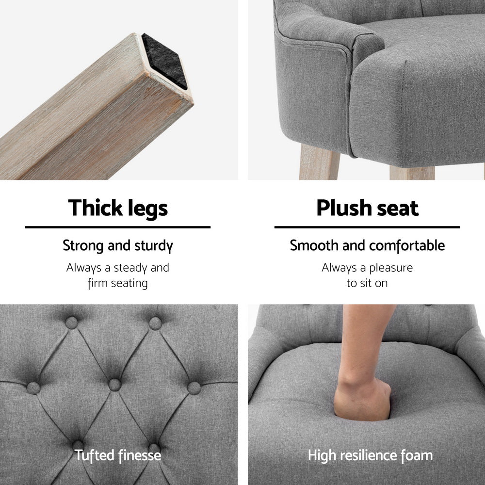 Artiss Dining Chairs Set of 4 Linen French Provincial Grey 6