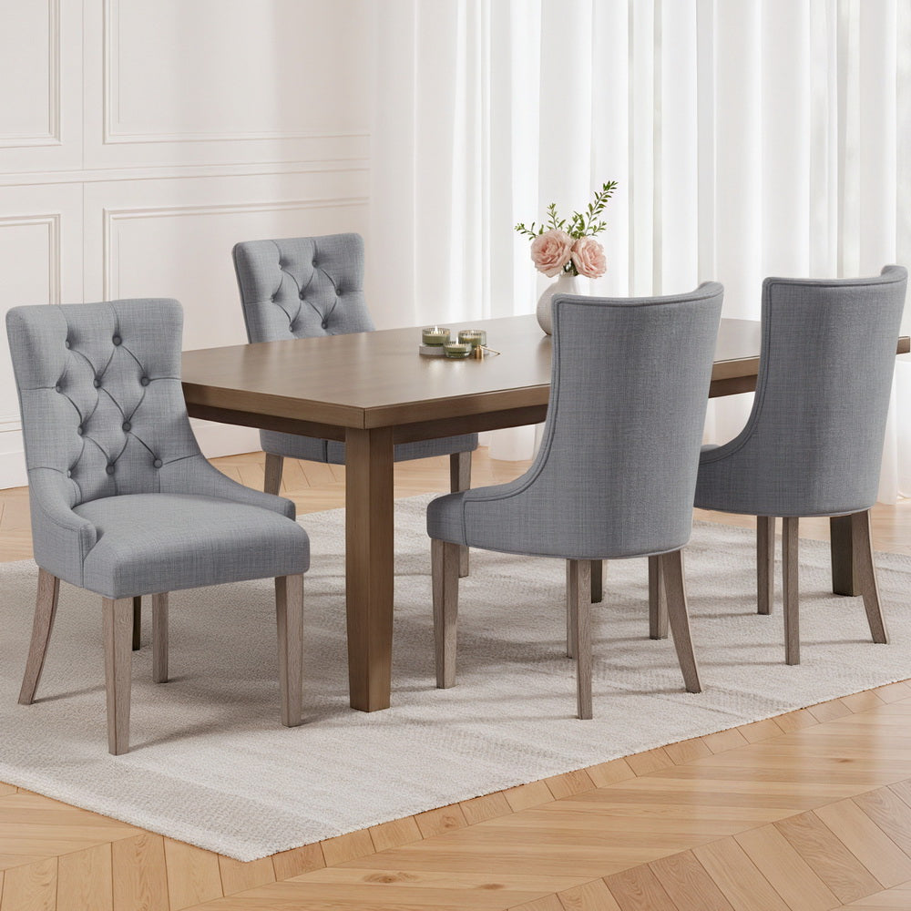 Artiss Dining Chairs Set of 4 Linen French Provincial Grey 7