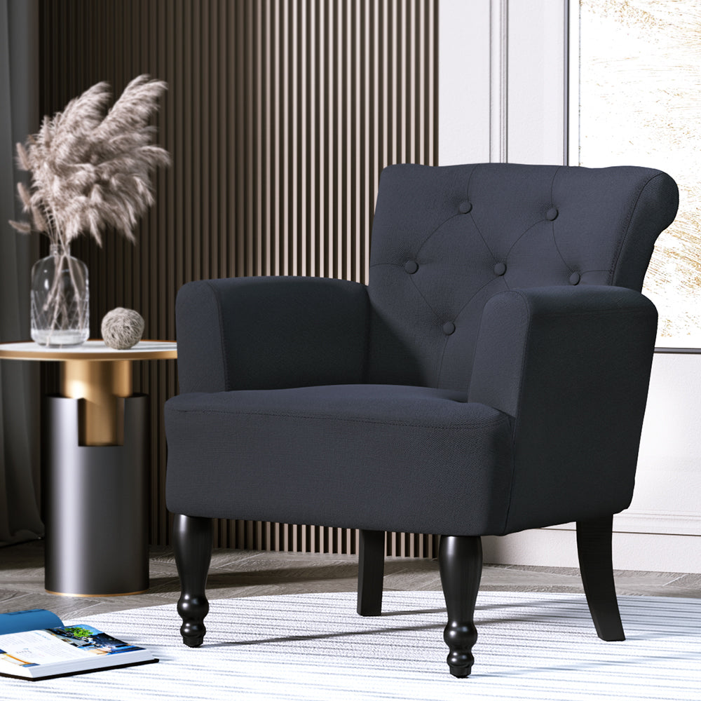 Artiss Armchair Wingback Charcoal Lothair 8