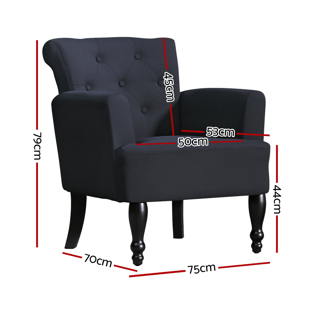 Artiss Armchair Wingback Charcoal Lothair 2