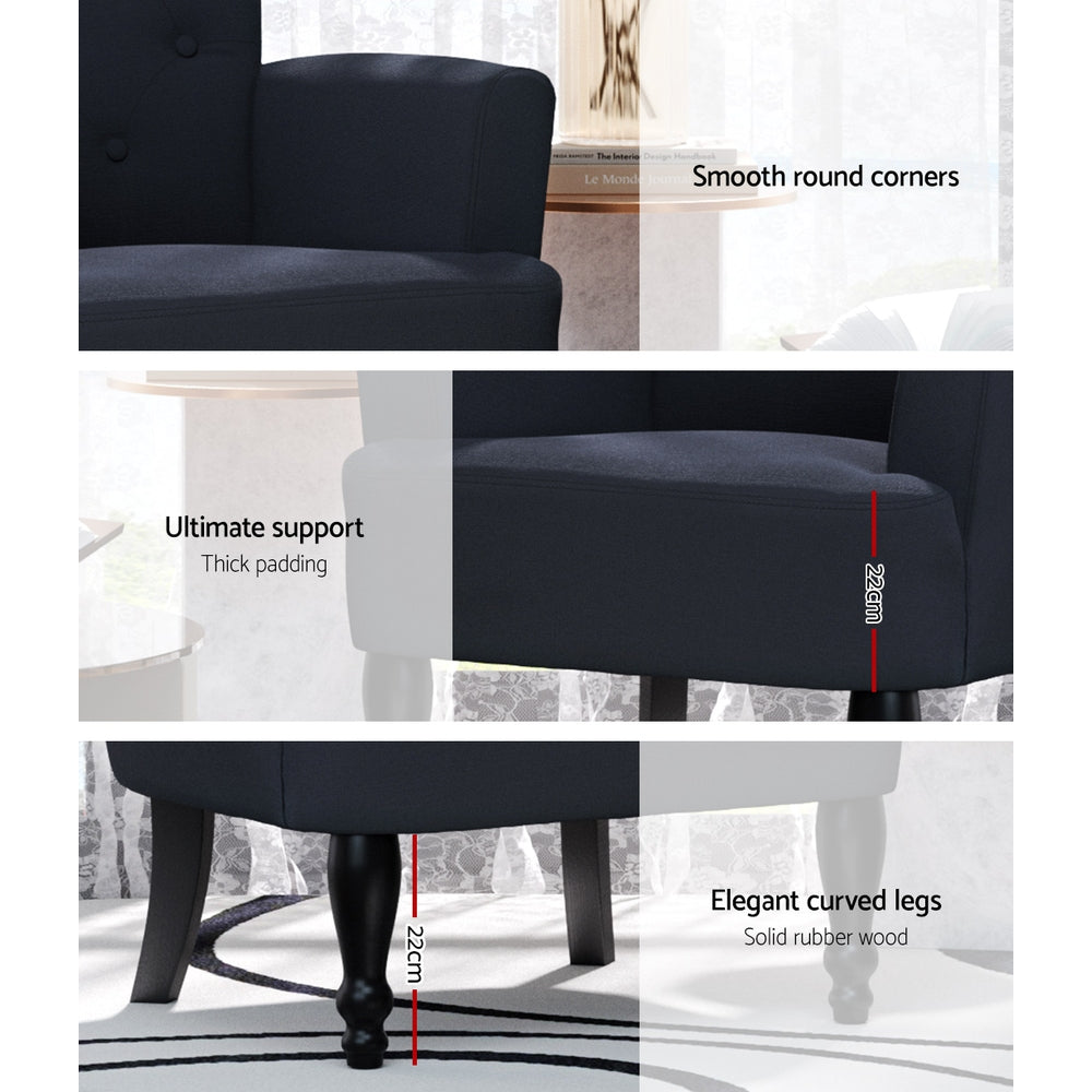 Artiss Armchair Wingback Charcoal Lothair 5