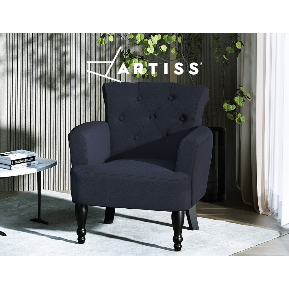 Artiss Armchair Wingback Charcoal Lothair 6
