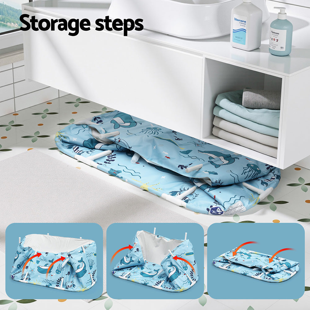 Weisshorn Foldable Bathtub PVC Spa Bucket Inflatable Cushion 114x62cm Blue 6