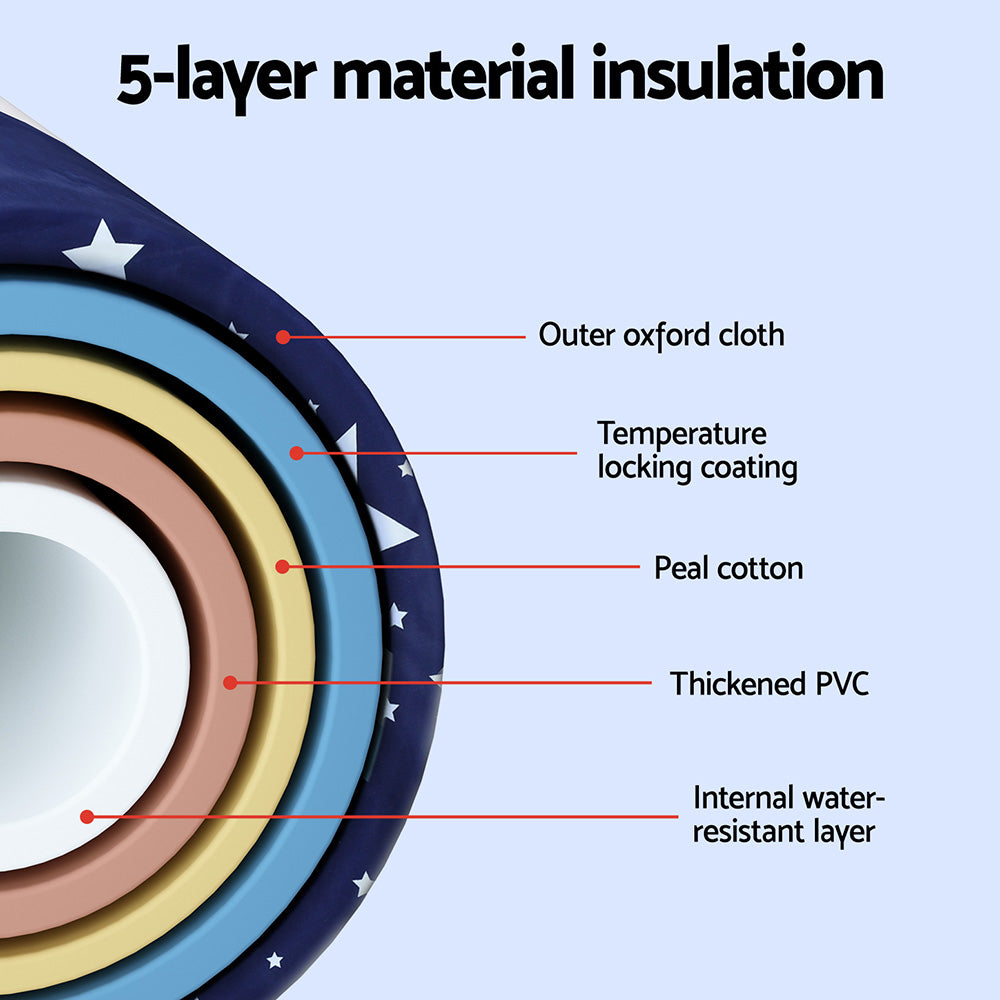 Weisshorn Foldable Bathtub PVC SPA Bucket Inflatable Cushion 134x65cm Star Navy 4