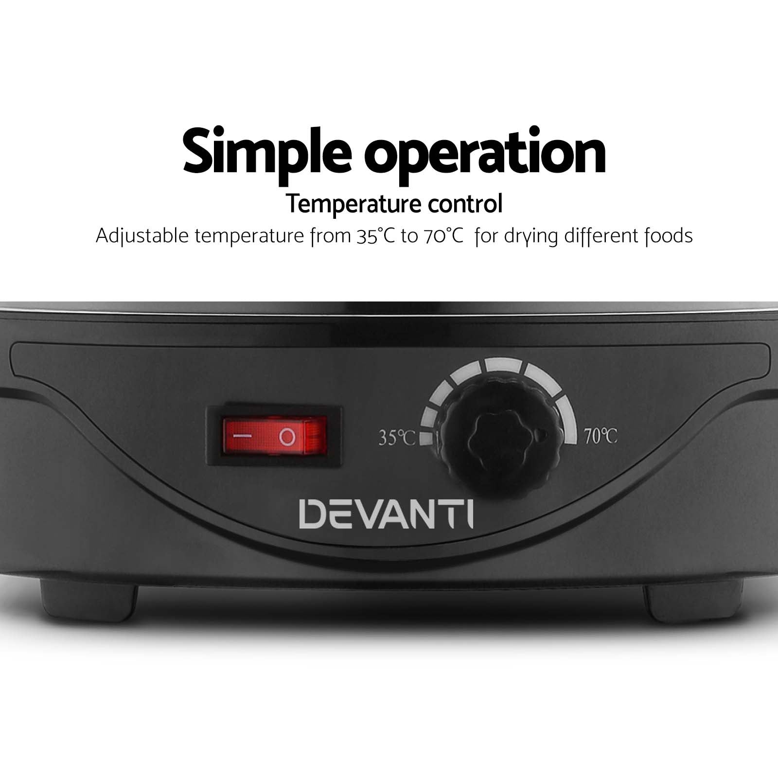 Devanti 5 Trays Food Dehydrator Fruit Dehydrators Pet Beef Jerky Dryer Black 5