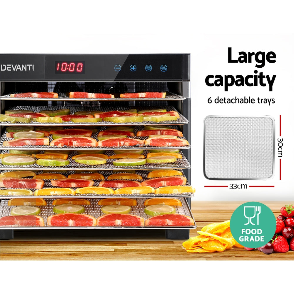 Devanti 6 Trays Food Dehydrator Stainless Steel Tray 4