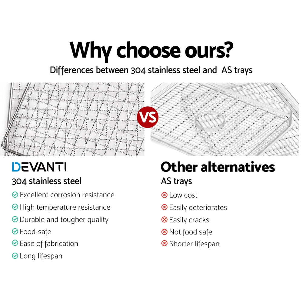 Devanti 6 Trays Food Dehydrator Stainless Steel Tray 7
