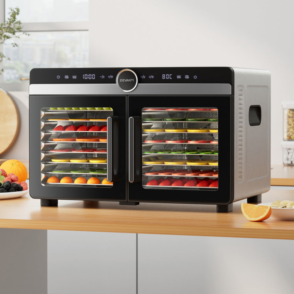 Devanti 16 Trays Food Dehydrator Dual-Zone Stainless Steel 7