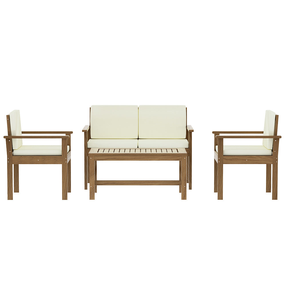 Gardeon 4-Piece Outdoor Sofa Set Wooden Couch Lounge Setting 3