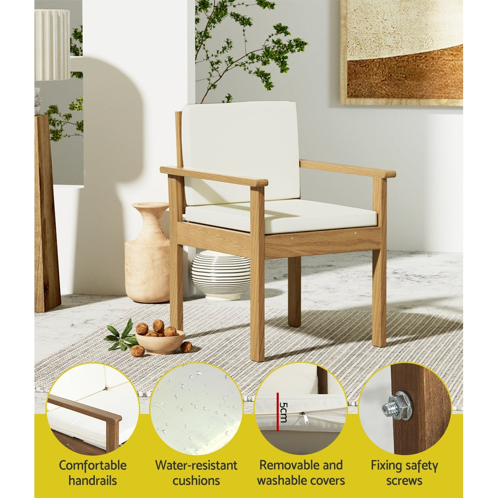 Gardeon 4-Piece Outdoor Sofa Set Wooden Couch Lounge Setting 6