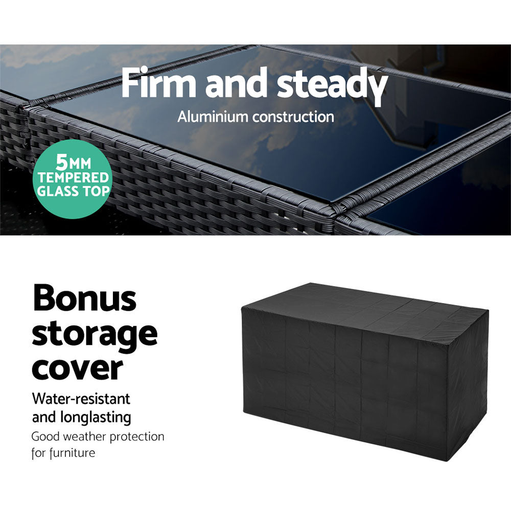 Gardeon 5-Piece Outdoor Bar Set Dining Table Stools Wicker Patio Setting 6