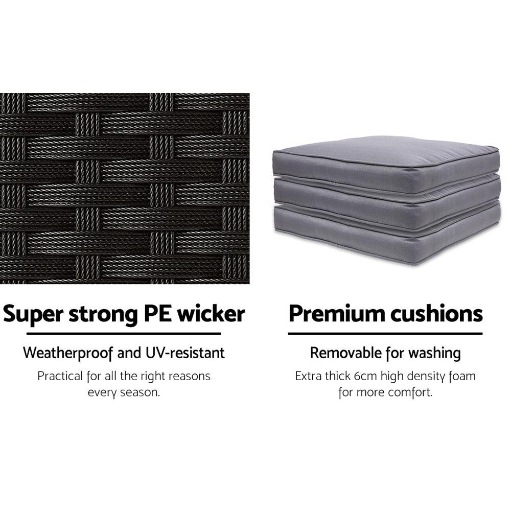 Gardeon 5-Piece Outdoor Bar Set Dining Table Stools Wicker Patio Setting 7