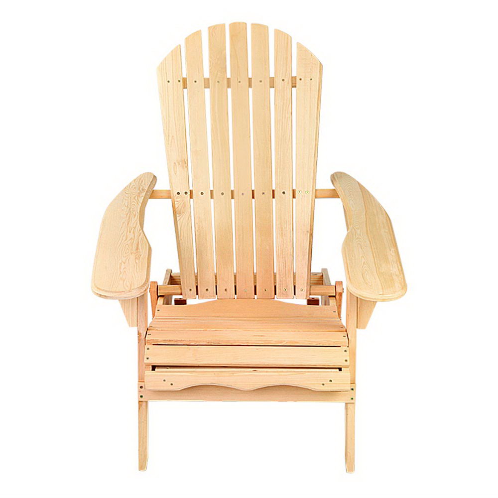 Gardeon Adirondack Outdoor Chairs Wooden Beach Chair Patio Furniture Garden Natural Set of 2 3