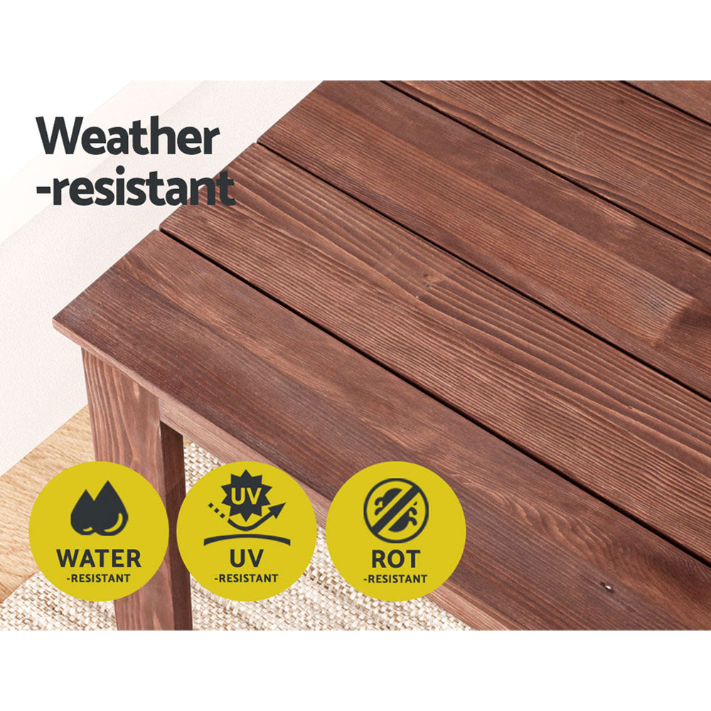 Gardeon Coffee Side Table Wooden Desk Outdoor Furniture Camping Garden Brown 6