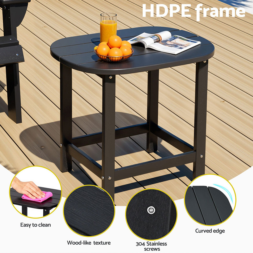 Gardeon Outdoor Coffee Side Table HDPE Desk Patio Furniture Camping Garden Black 5