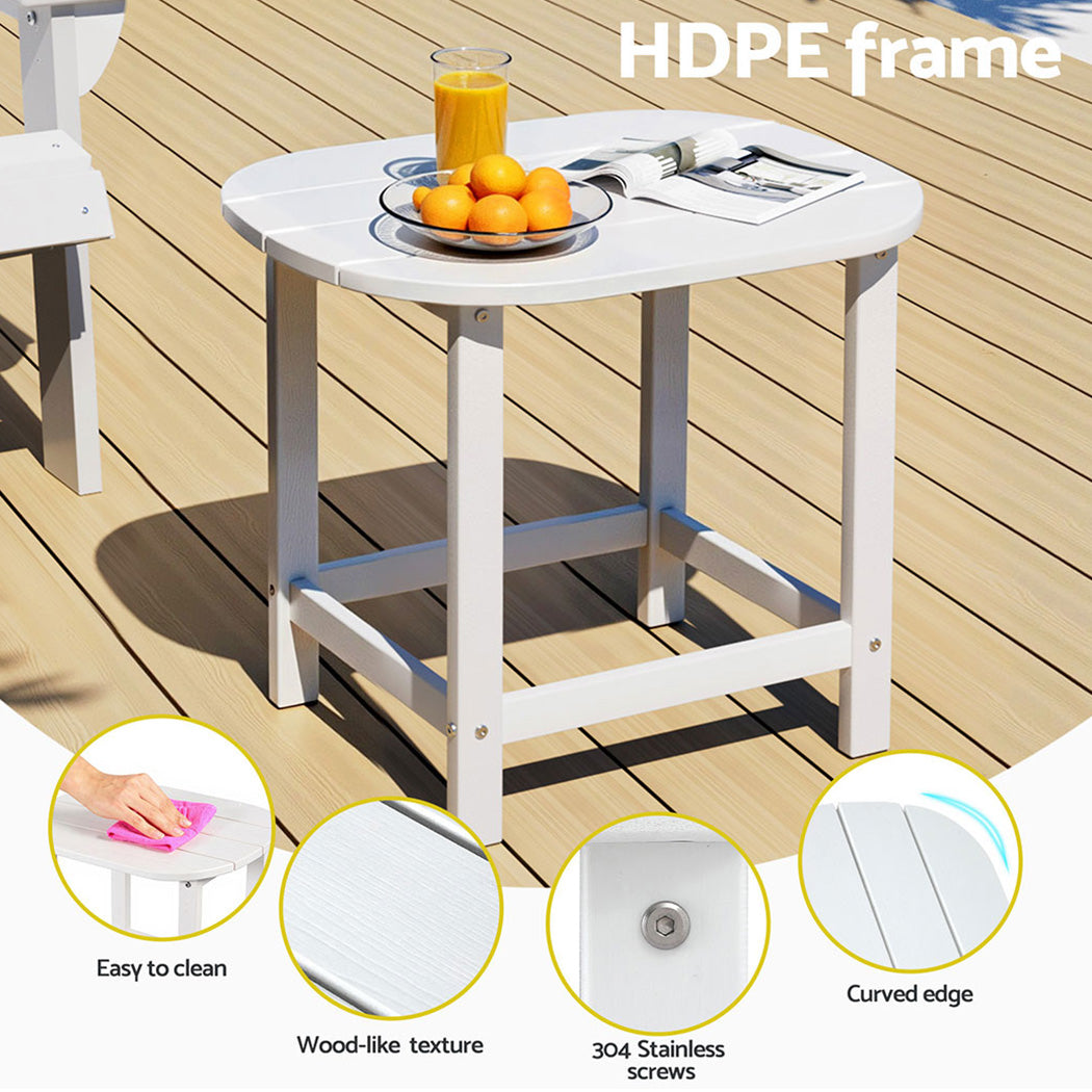 Gardeon Outdoor Coffee Side Table HDPE Desk Patio Furniture Camping Garden White 5
