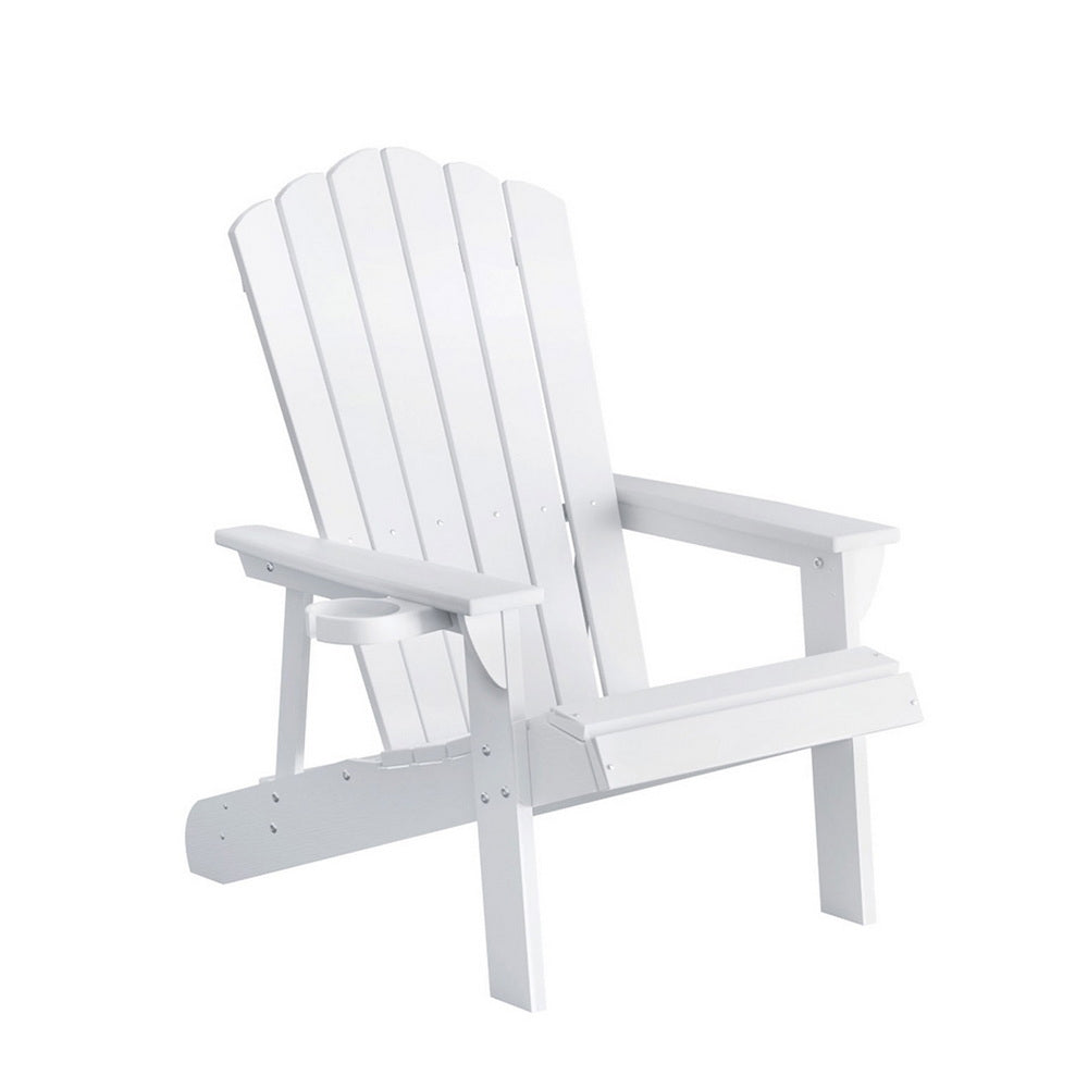 Gardeon Outdoor Chairs HDPE Adirondack Beach Chair Sun Lounge Patio Furniture Garden white